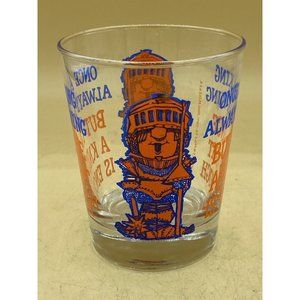 1976 Novelty Rocks Cocktail Glass Once a King/Knight C.M. Paula 4.5”